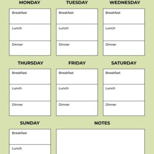 Simple Diet Meal Planner template