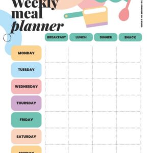 Abstract Pastel Cute Weekly Menu Planner template