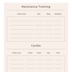 Minimalist Monocolor Workout Journal Planner template