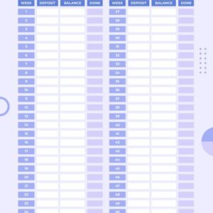 Monocolor Abstract 52 Weeks Saving Challenge Budget Planner template