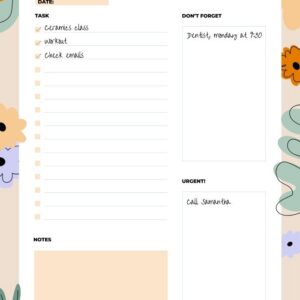 Floral Doodle Spring Planner template