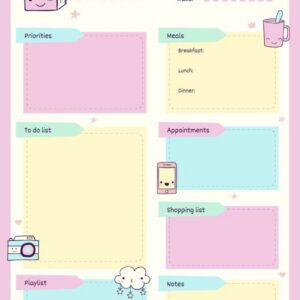 Cute Pastel Lovely Daily Agenda General Planner template